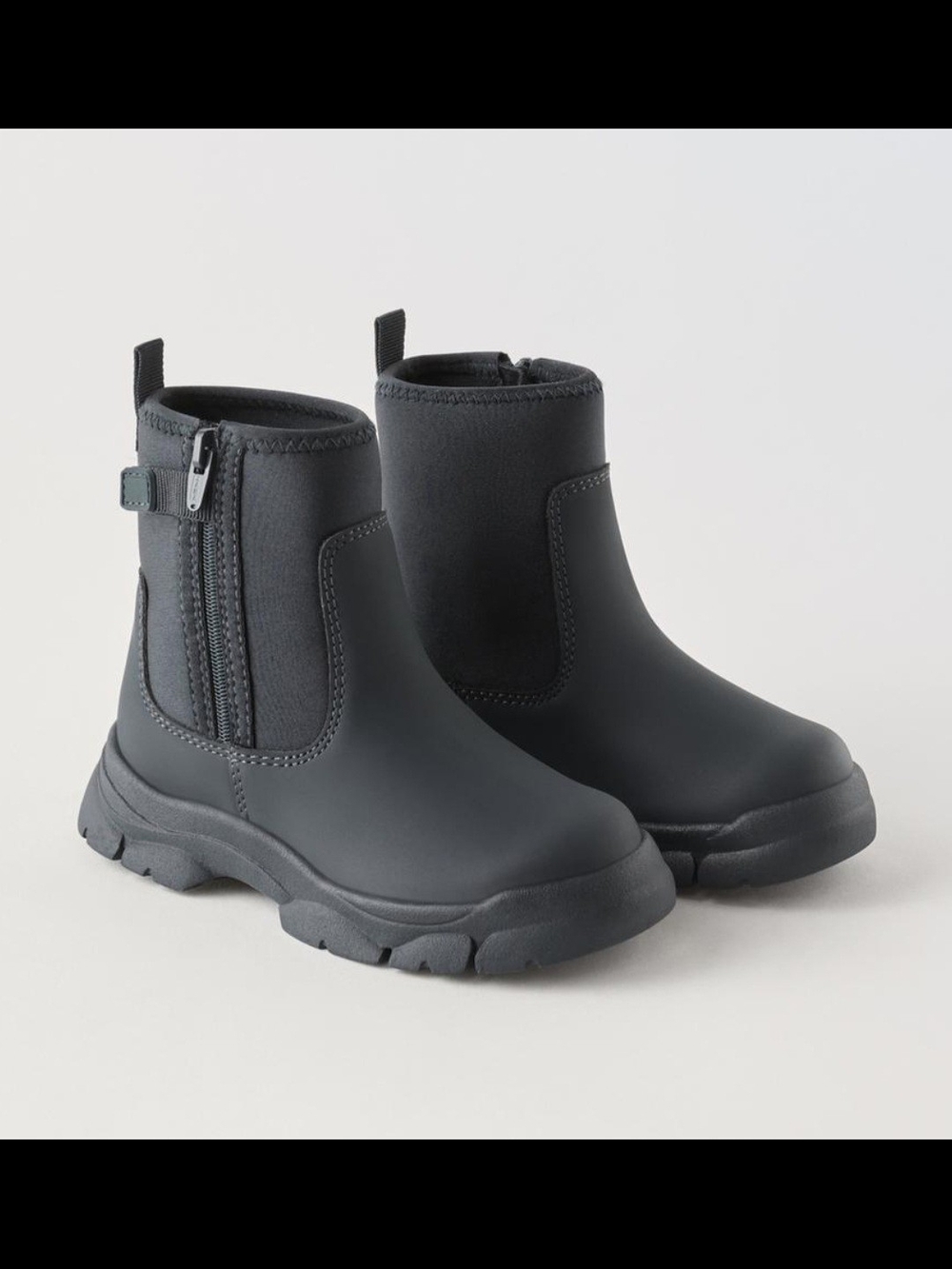 Zara Kids Black Zipper Boots [Unisex]